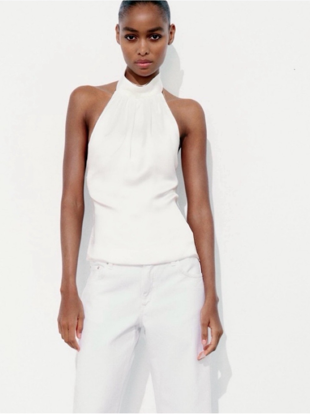 Zara White Halter Neck Top